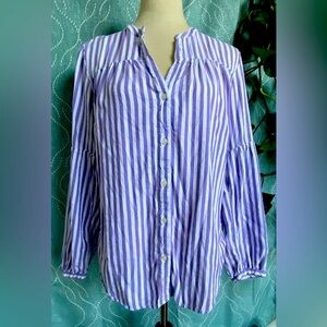 Old Navy Purple White Vertical Striped Lightweight Long Sleeve